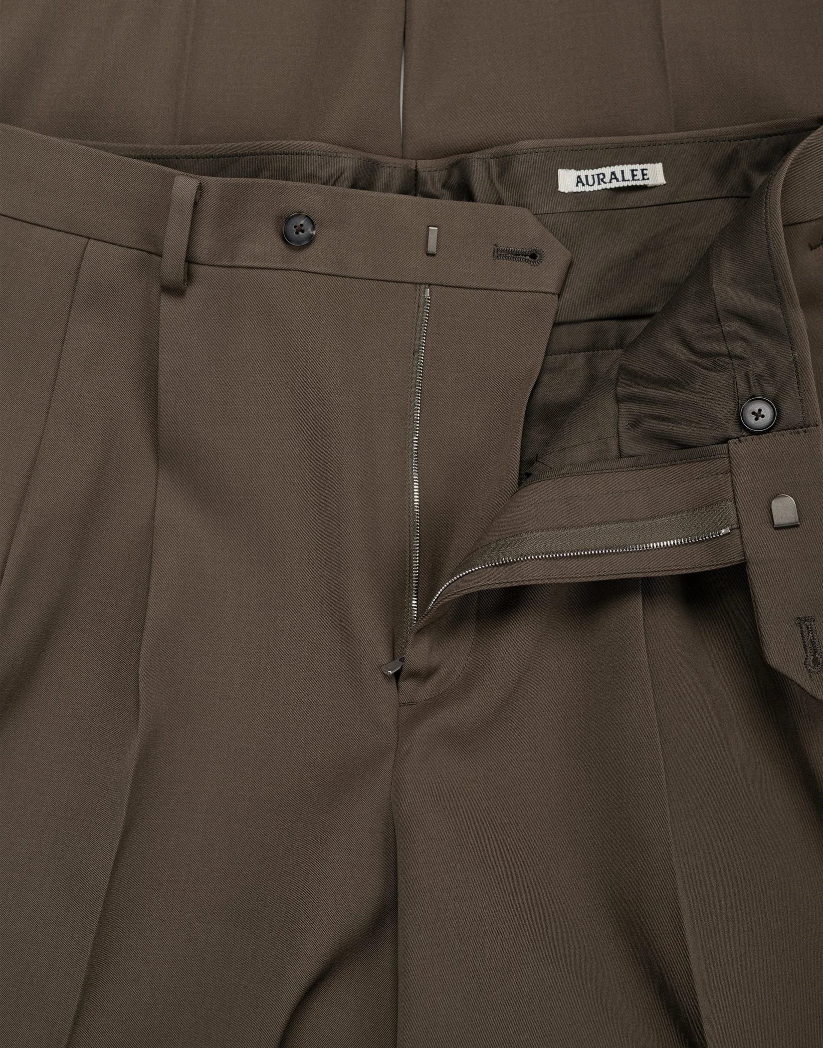 Auralee - ALPACA WOOL SILK TWEED SLACKS (GRAY BROWN HAIRLINE Auralee - ALPACA WOOL SILK TWEED SLACKS (GRAY BROWN HAIRLINE